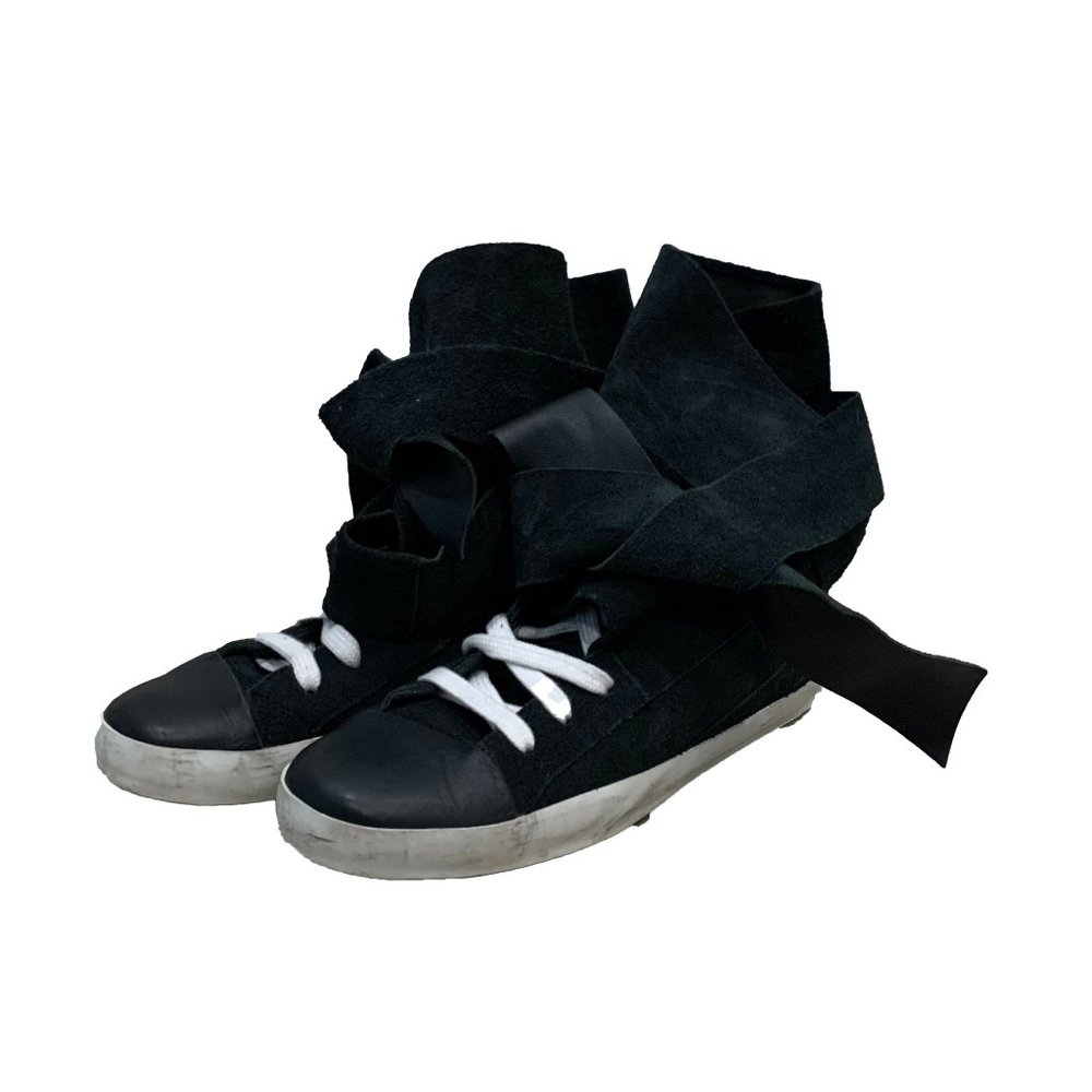 Cinzia Araia Black/ White Suede/Leather Wrap Sneakers 40 / 10